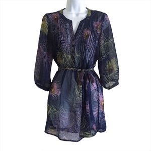 Kylee Peacock Print Semi Sheer Tunic